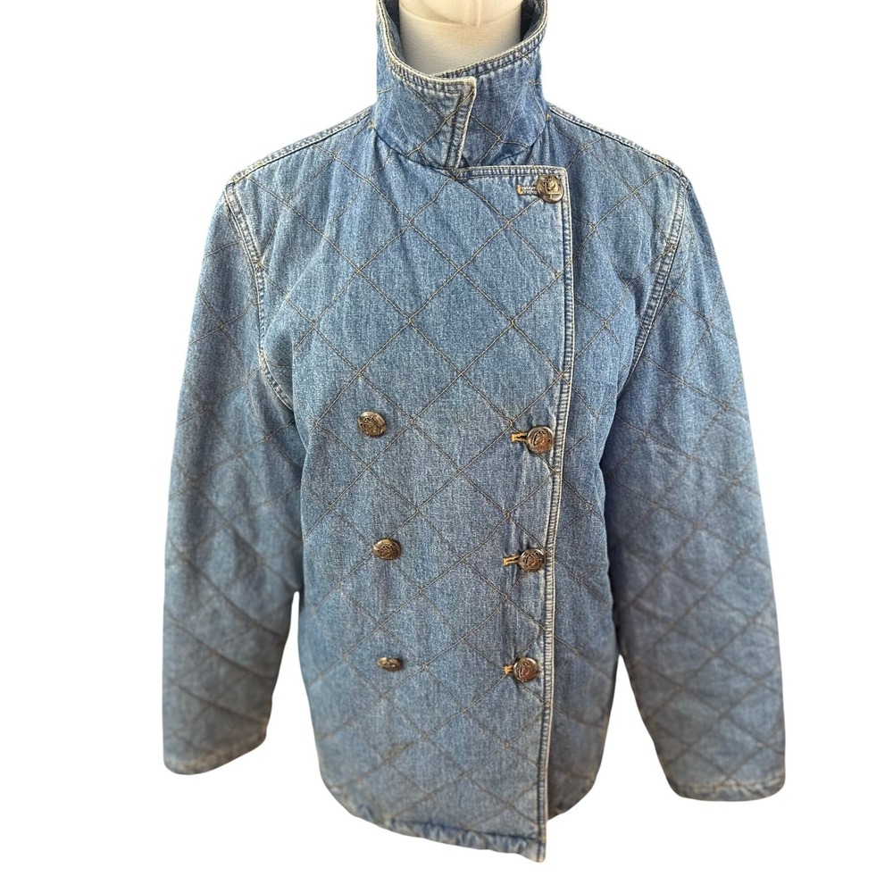 Lauren Jeans Co Ralph Lauren Quilted Denim Double Breasted Jacket‎ Size M